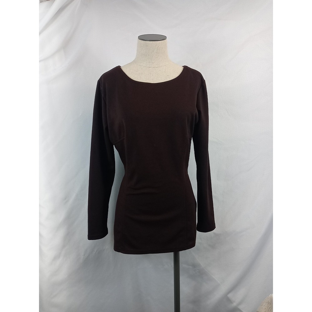 Vintage Paradox Brown Long Sleeve Shirt Women's Size Large Stretch Top Blouse